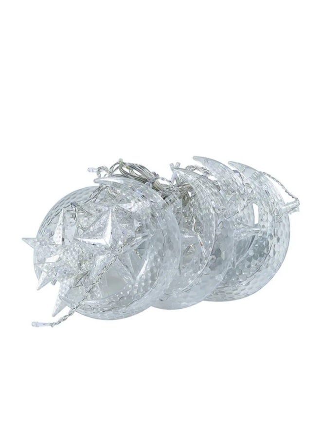 Ramadan Decorative LED String Lights – 3 Meter Warm White Crystal Star & Moon (20 LEDs) - Image 2